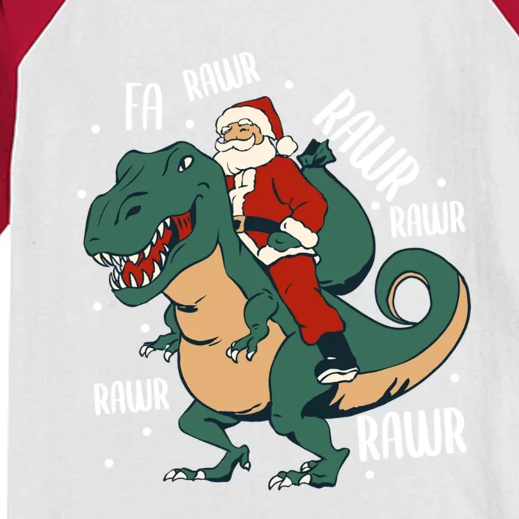 Fa Rawr – Santa On Trex Funny Christmas Merch Gift Kids Colorblock Raglan Jersey