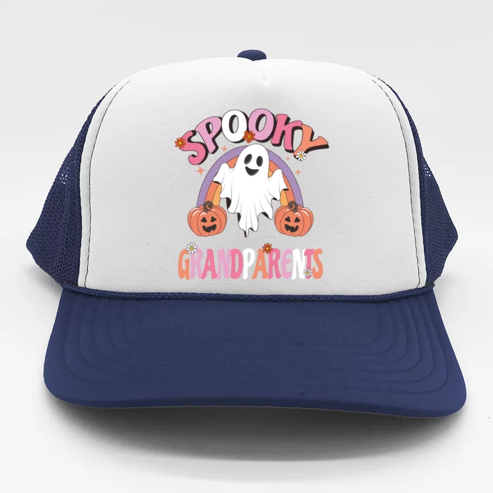 Family Retro Spook Grandparents Groovy Retro Halloween Ghost Costume Gift Trucker Hat