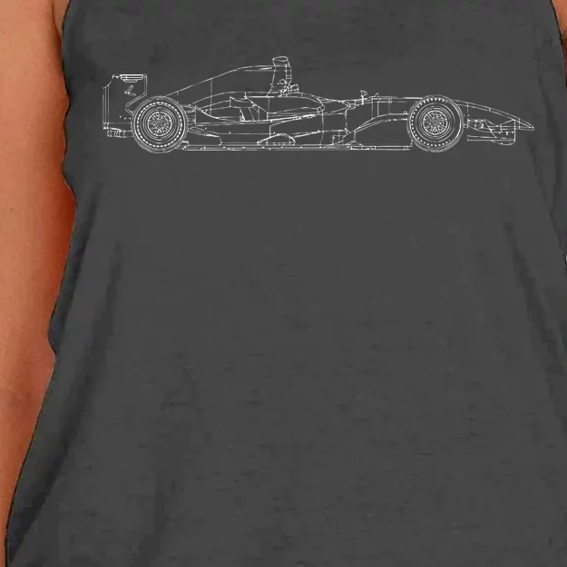 Formula Racecar Schematic Race Car Driver Formula Racing Women's Knotted Racerback Tank