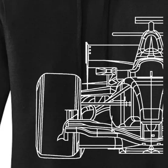 Formula Racecar Schematic Race Car Driver Formula Racing Women's Pullover Hoodie