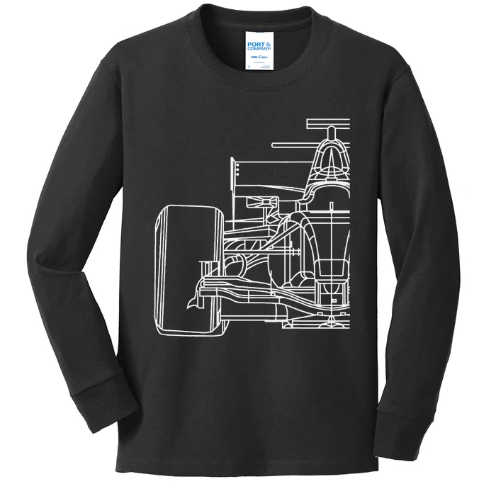 Formula Racecar Schematic Race Car Driver Formula Racing Kids Long Sleeve Shirt