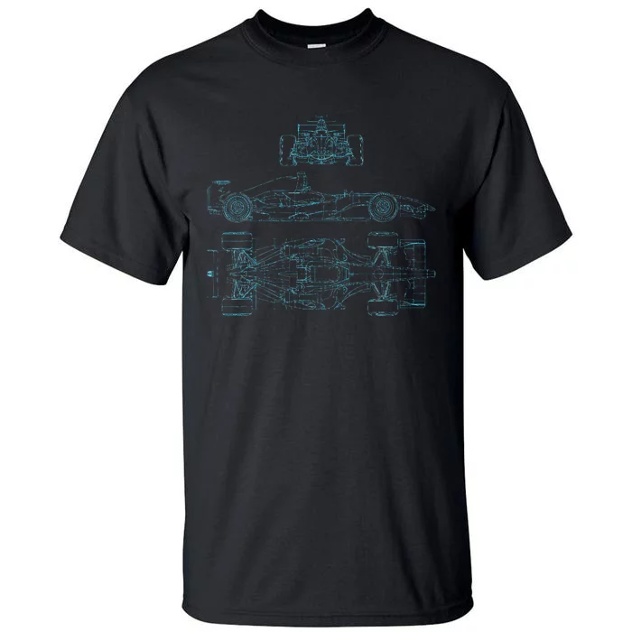 Formula Racecar Schematic Racing Formula Racecar Driver Tall T-Shirt