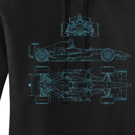 Formula Racecar Schematic Racing Formula Racecar Driver Women's Pullover Hoodie