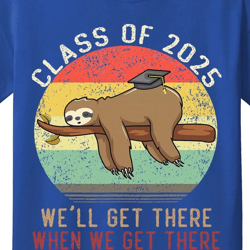 Funny Retro Senior Class Of 2025 Sloth Cap Graduation Gifts Kids T-Shirt