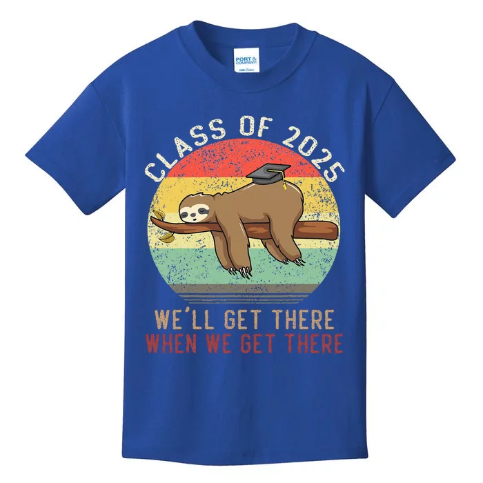 Funny Retro Senior Class Of 2025 Sloth Cap Graduation Gifts Kids T-Shirt