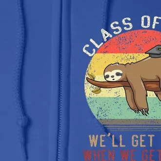 Funny Retro Senior Class Of 2025 Sloth Cap Graduation Gifts Full Zip Hoodie