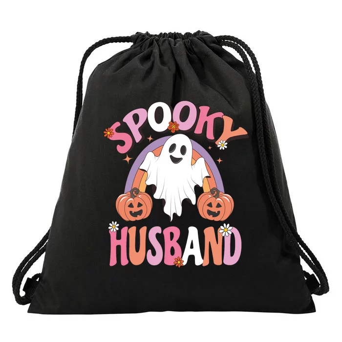 Family Retro Spook Husband Groovy Retro Halloween Ghost Costume Gift Drawstring Bag