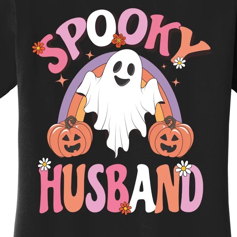 Family Retro Spook Husband Groovy Retro Halloween Ghost Costume Gift Women's T-Shirt