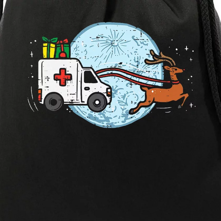 Festive Reindeer Scrub for Medical Professionals Drawstring Bag