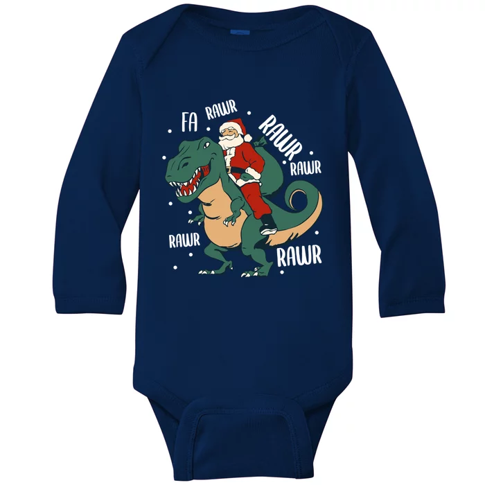 Fa Rawr – Santa On Tmeaningful Giftrex Meaningful Gift Funny Christmas Merch Gif Baby Long Sleeve Bodysuit