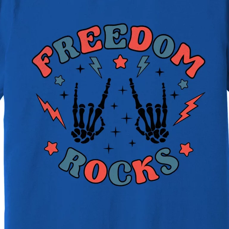 Freedom Rocks Skeleton July 4th America Flag Patriot Usa Meaningful Gift Premium T-Shirt