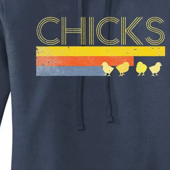 Funny Retro Striped Easter Chicks Chick Baby Chicken Women's Pullover Hoodie