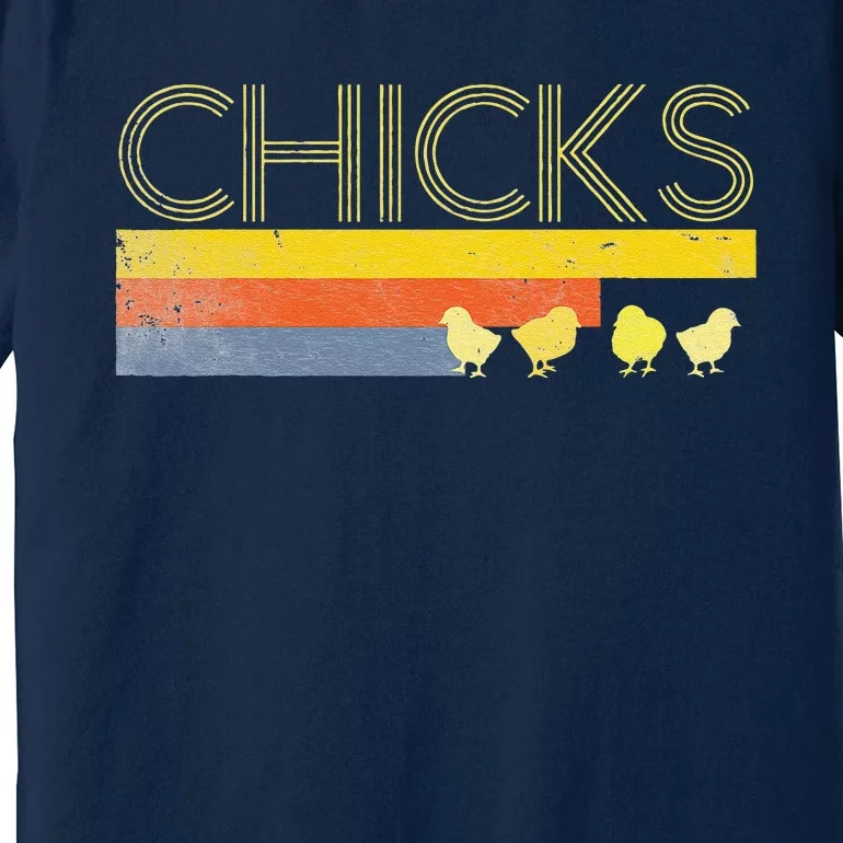 Funny Retro Striped Easter Chicks Chick Baby Chicken Premium T-Shirt