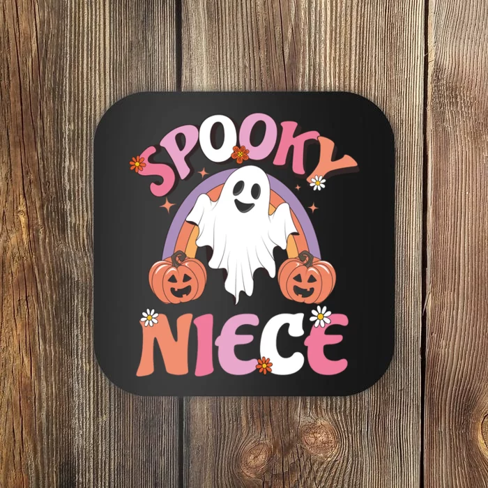 Family Retro Spooky Niece Groovy Retro Halloween Ghost Costume Gift Coaster