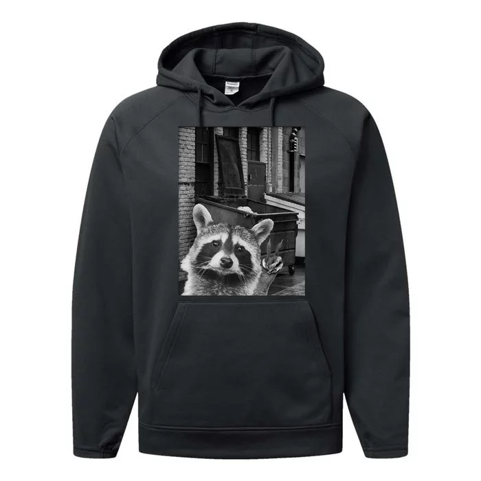 Funny Raccoon Selfie Performance Fleece Hoodie