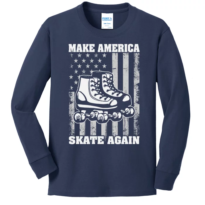 Funny Roller Skating Patriotic Kids Long Sleeve Shirt