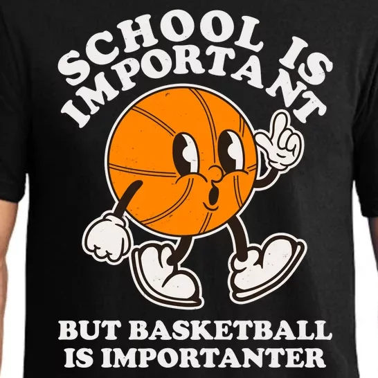 Funny Retro School Is Important But Basketball Is Importanter Pajama Set