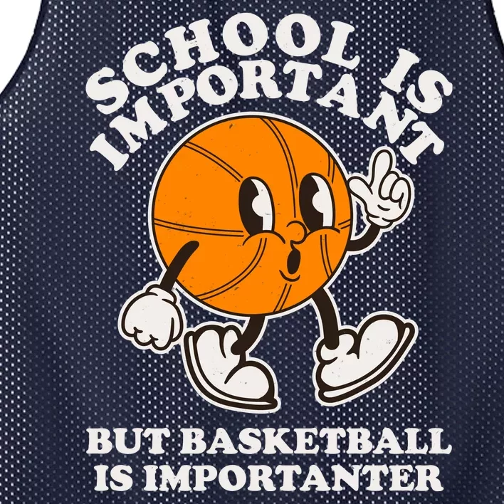 Funny Retro School Is Important But Basketball Is Importanter Mesh Reversible Basketball Jersey Tank