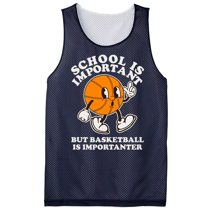 Funny Retro School Is Important But Basketball Is Importanter Mesh Reversible Basketball Jersey Tank