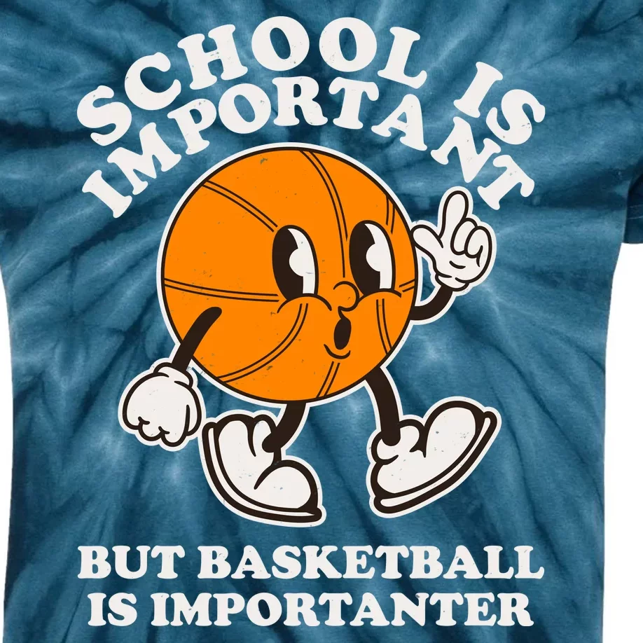 Funny Retro School Is Important But Basketball Is Importanter Kids Tie-Dye T-Shirt