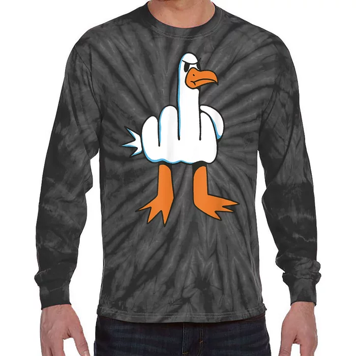 Funny Rude Seagull Tie-Dye Long Sleeve Shirt