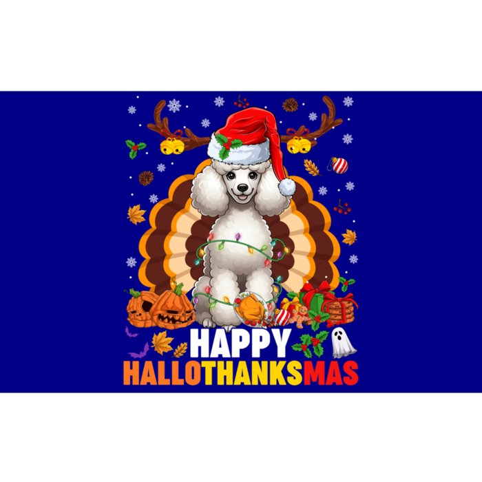 Funny Reindeer Santa Turkey Poodle Dog Happy Hallothanksmas Gift Bumper Sticker