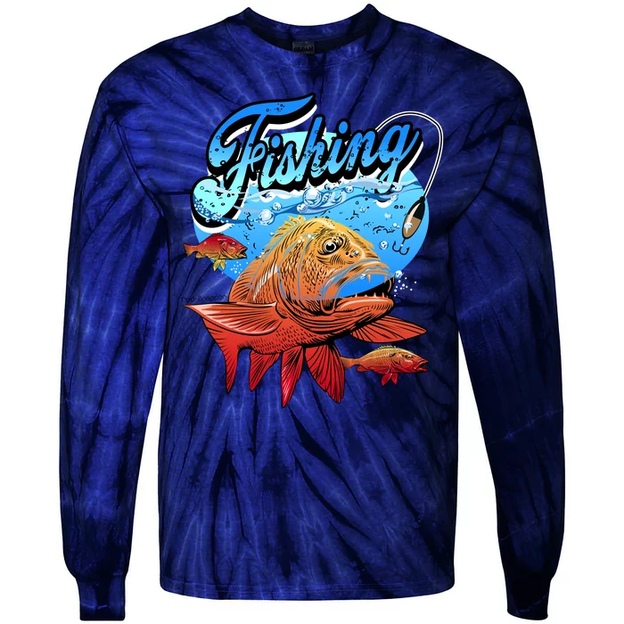 Fishing Red Snapper Tie-Dye Long Sleeve Shirt