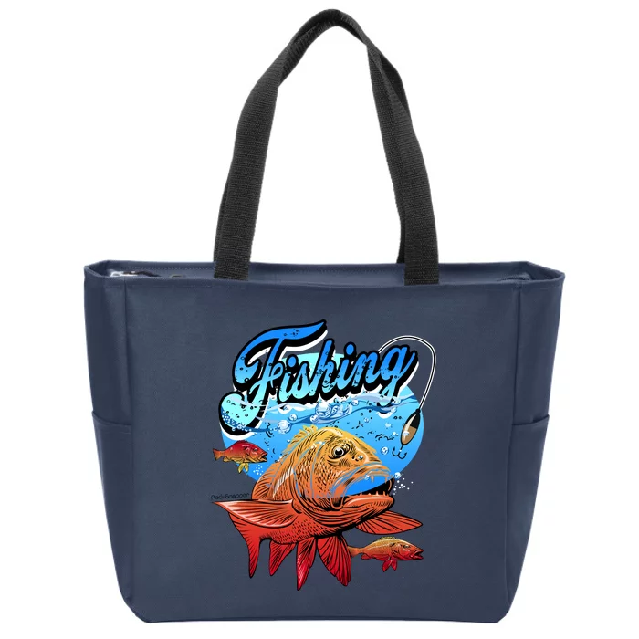 Fishing Red Snapper Zip Tote Bag