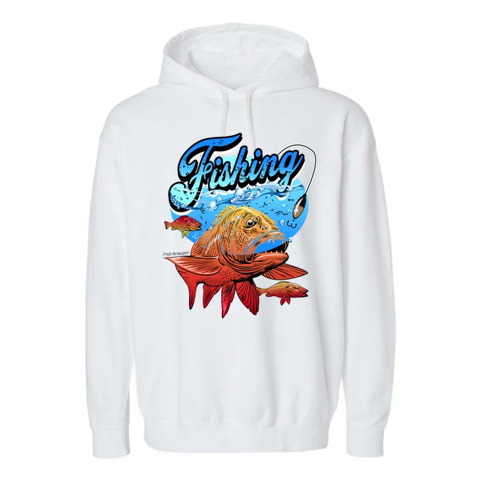 Fishing Red Snapper Garment-Dyed Fleece Hoodie