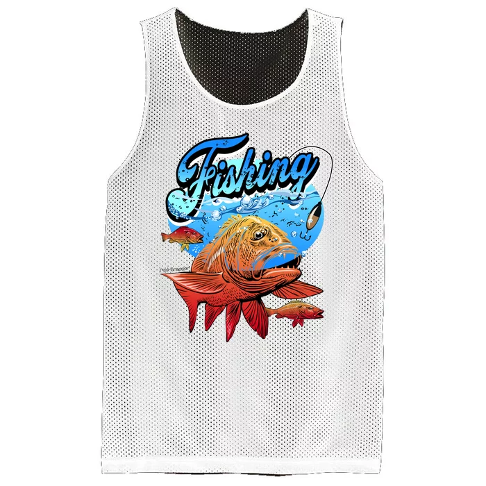 Fishing Red Snapper Mesh Reversible Basketball Jersey Tank