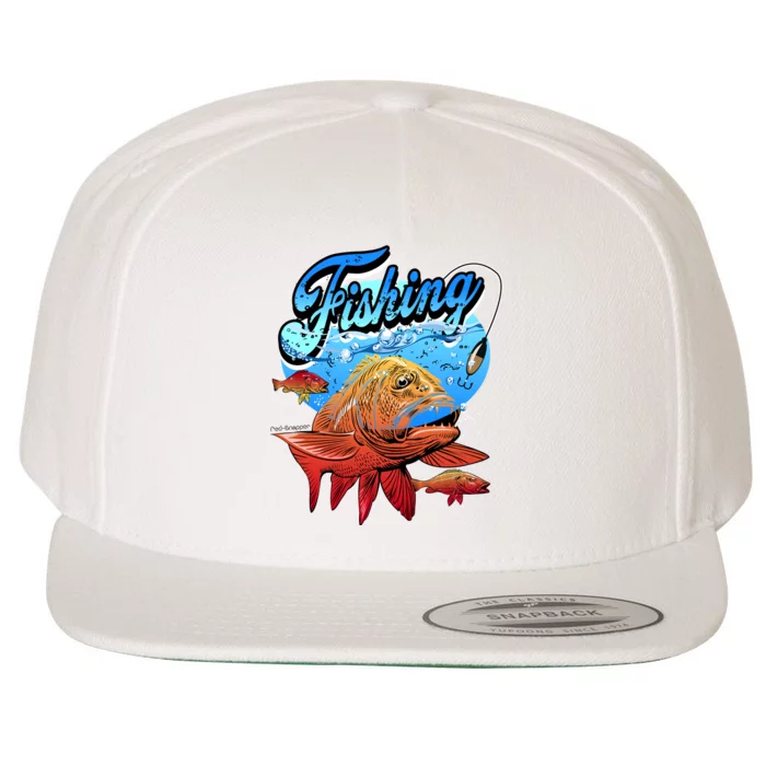 Fishing Red Snapper Wool Snapback Cap