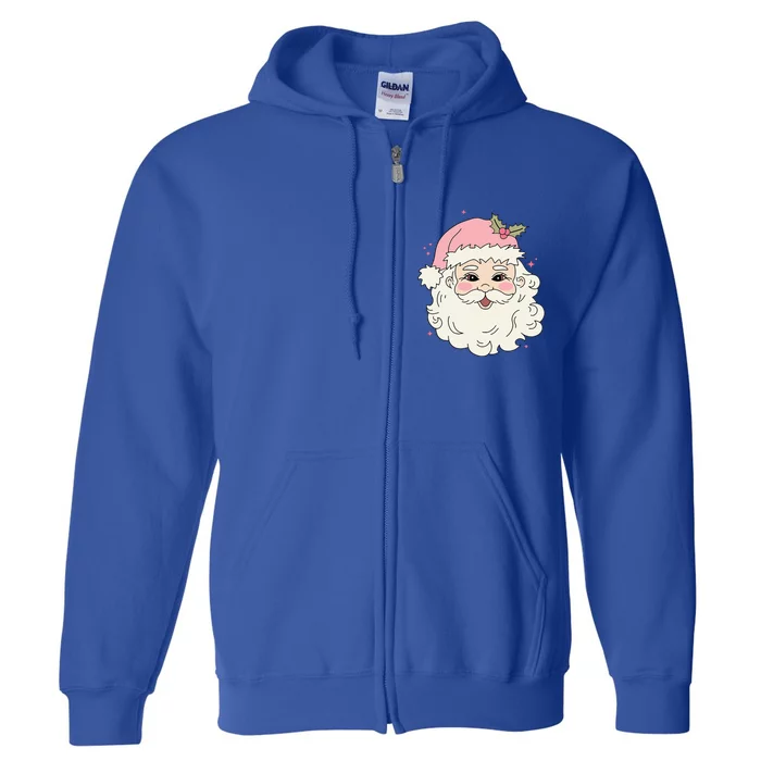 Festive Retro Santa Claus Holiday Greetings Full Zip Hoodie