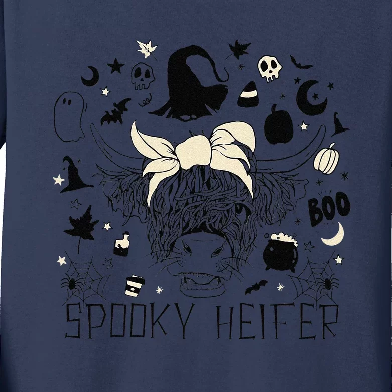 Funny Retro Spooky Heifer Scary Halloween Cow Costume Women Kids Long Sleeve Shirt