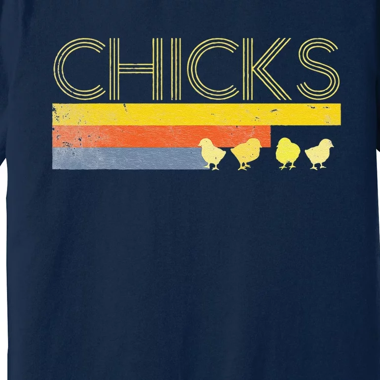 Funny Retro Striped Easter Chicks Chick Baby Chicken Premium T-Shirt