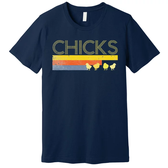 Funny Retro Striped Easter Chicks Chick Baby Chicken Premium T-Shirt