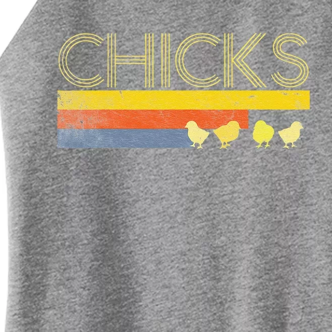 Funny Retro Striped Easter Chicks Chick Baby Chicken Women’s Perfect Tri Rocker Tank