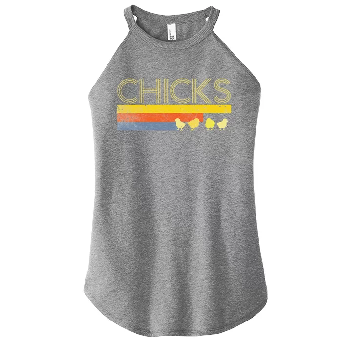 Funny Retro Striped Easter Chicks Chick Baby Chicken Women’s Perfect Tri Rocker Tank