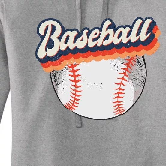 Fun Retro Style Baseball for Baseball Fans Women's Pullover Hoodie