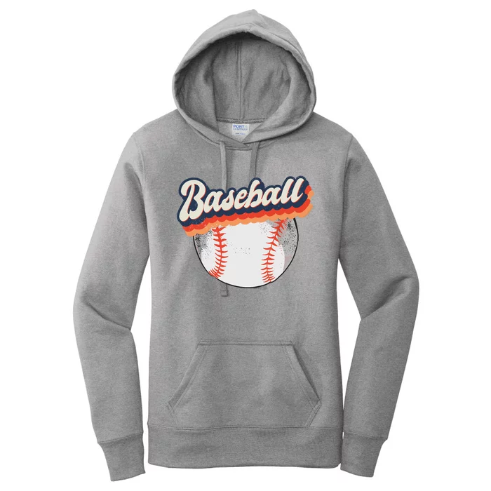 Fun Retro Style Baseball for Baseball Fans Women's Pullover Hoodie