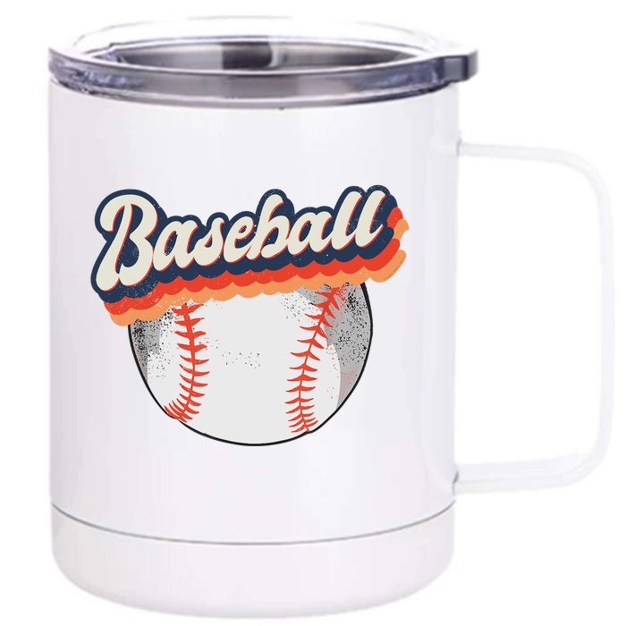 Fun Retro Style Baseball for Baseball Fans Front & Back 12oz Stainless Steel Tumbler Cup