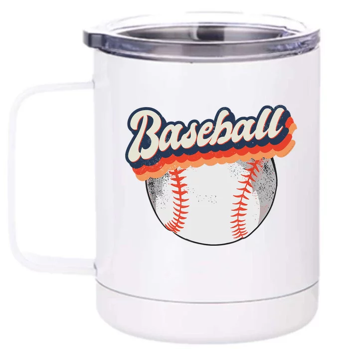 Fun Retro Style Baseball for Baseball Fans Front & Back 12oz Stainless Steel Tumbler Cup