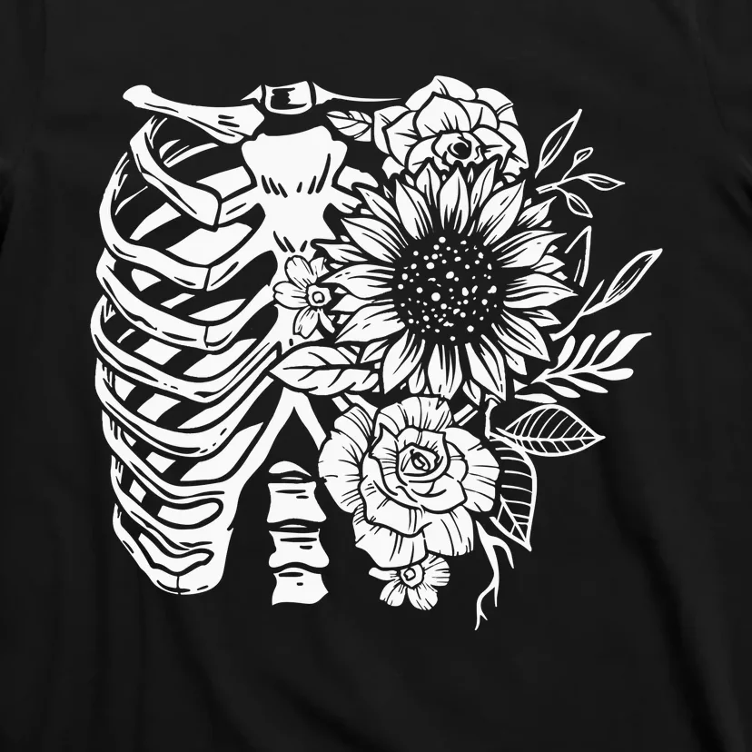 Floral Ribcage Skeleton T-Shirt