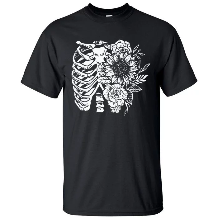 Floral Ribcage Skeleton Tall T-Shirt