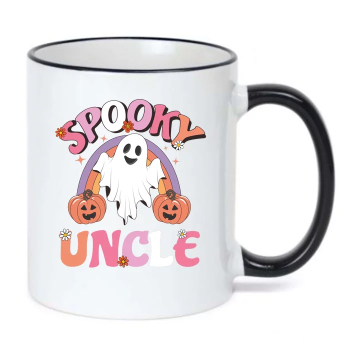 Family Retro Spooky Uncle Groovy Retro Halloween Ghost Pumpkin Costume Gift Black Color Changing Mug