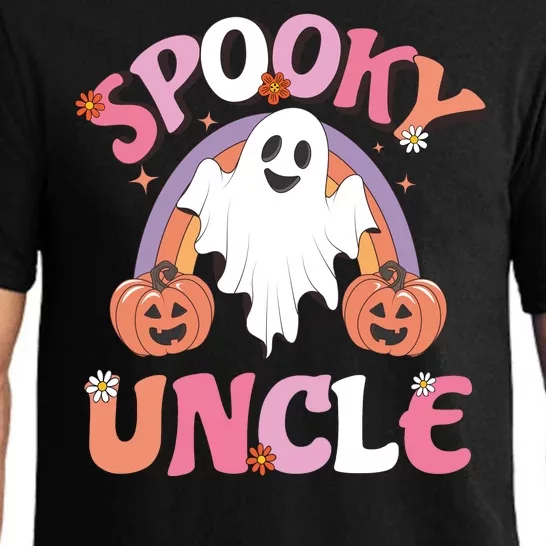 Family Retro Spooky Uncle Groovy Retro Halloween Ghost Pumpkin Costume Gift Pajama Set