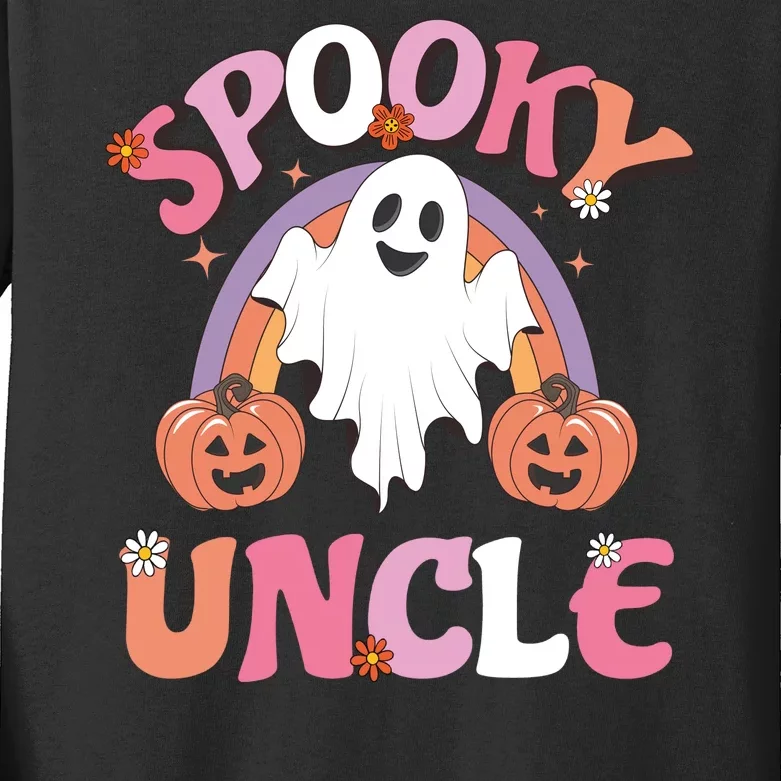 Family Retro Spooky Uncle Groovy Retro Halloween Ghost Pumpkin Costume Gift Kids Long Sleeve Shirt