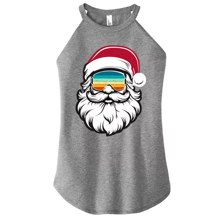 Funny Retro Santa Face Sunglasses Christmas Xmas Print Cool Gift Women’s Perfect Tri Rocker Tank