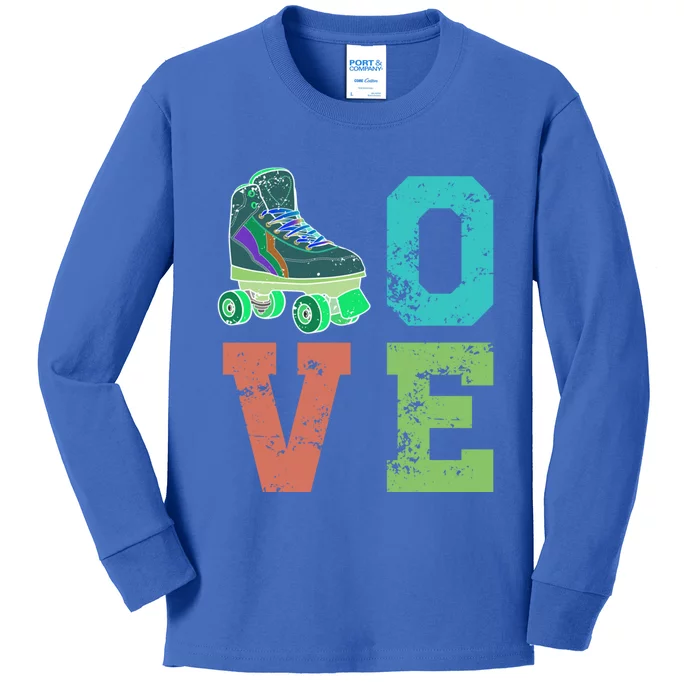 Funny Roller Skating Vintage Skate Lover 70's Gift Gift Kids Long Sleeve Shirt