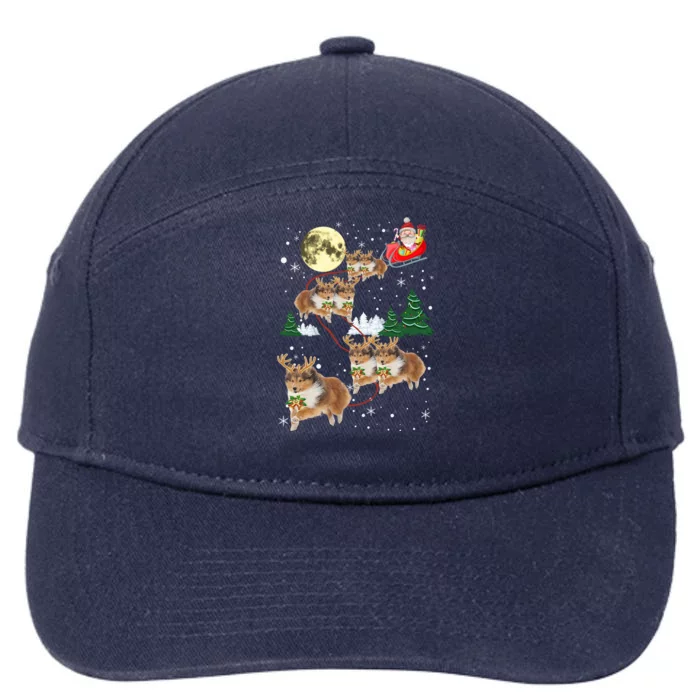 Funny Reindeer Sheltie Xmas Christmas Dog Lovers Gift Cute Gift 7-Panel Snapback Hat