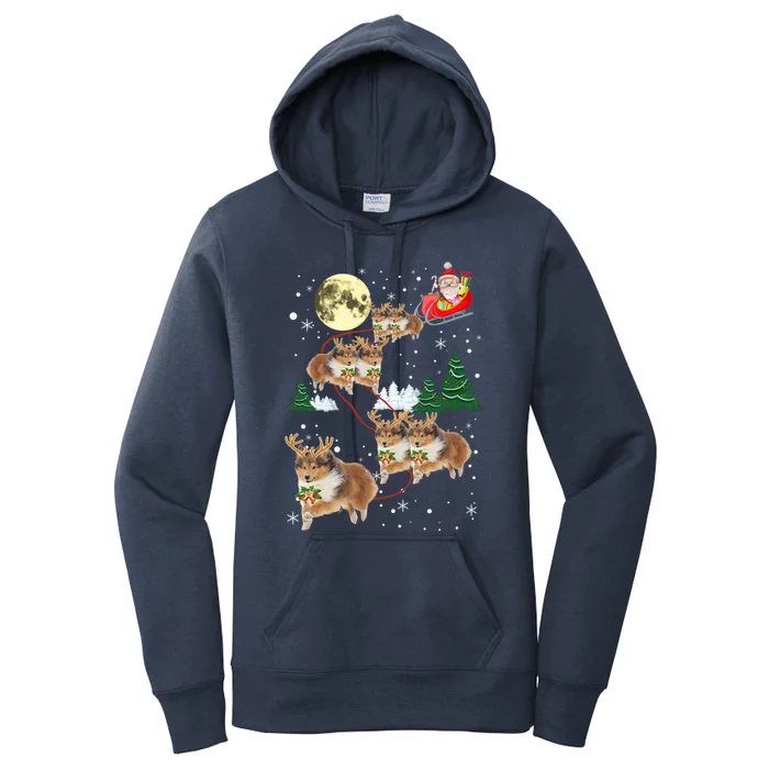 Funny Reindeer Sheltie Xmas Christmas Dog Lovers Gift Cute Gift Women's Pullover Hoodie